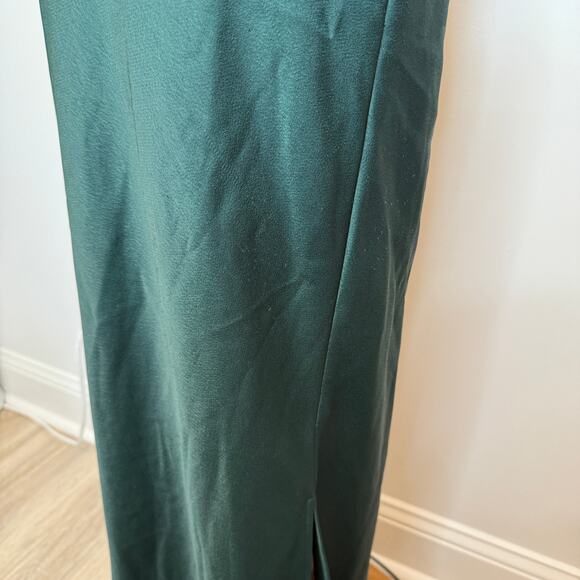 BHLDN Cali Satin Cowl Neck Midi Slip Dress In Emerald Green Size 6 - Picture 8 of 15